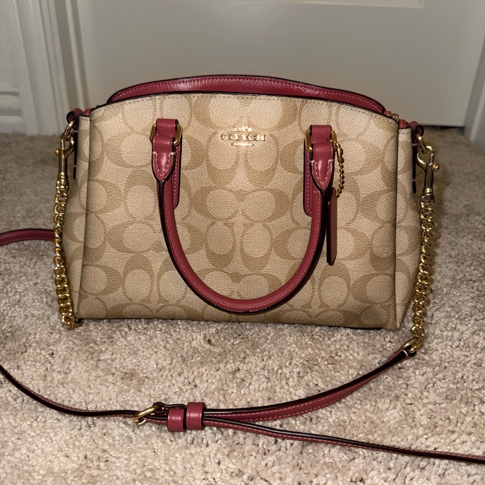 Coach Pink Carryall In Signature Canvas